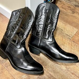 Men’s Laredo Black Leather Cowboy Boots size 13EW